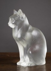 LALIQUE GLASS SCULPTURE, "CHAT