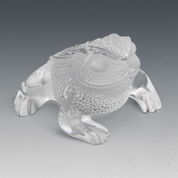 LALIQUE GLASS TOAD 3" x 4 ¾" x 4 ¼"