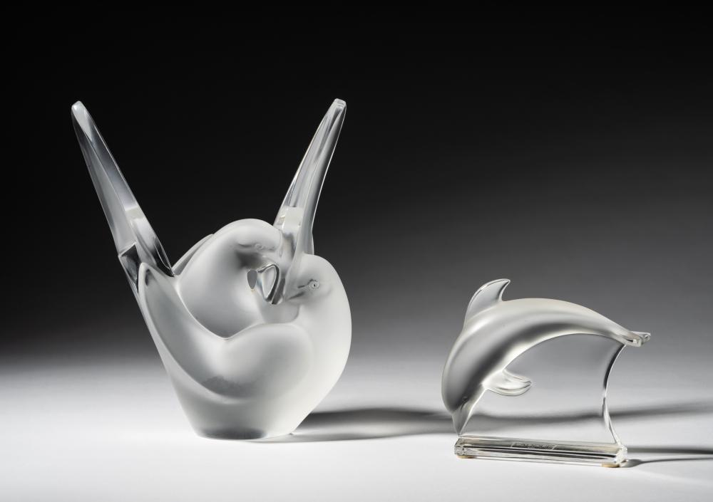 LALIQUE GLASS VASE AND