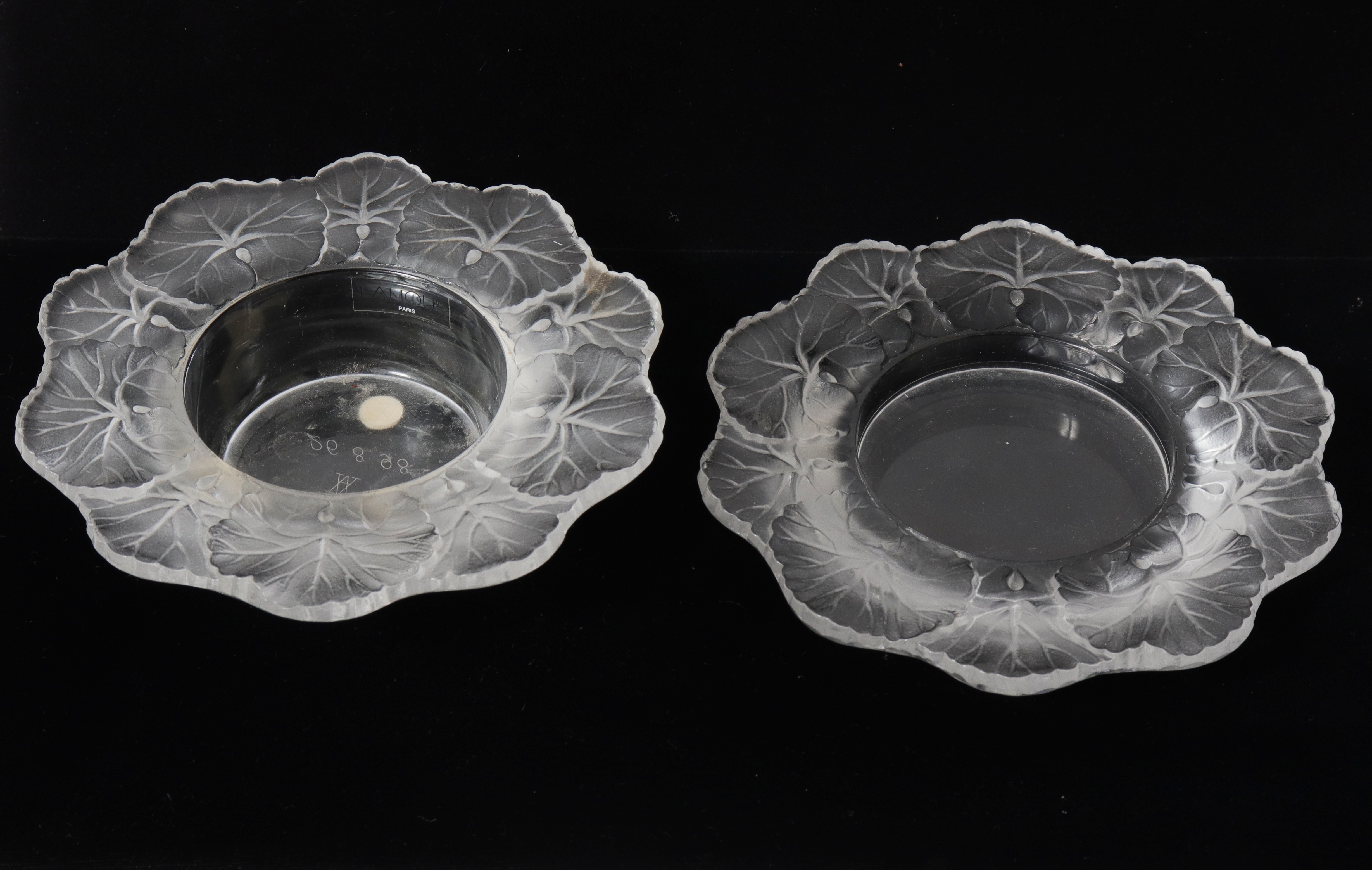 LALIQUE "HONFLEUR" ART GLASS BOWL &