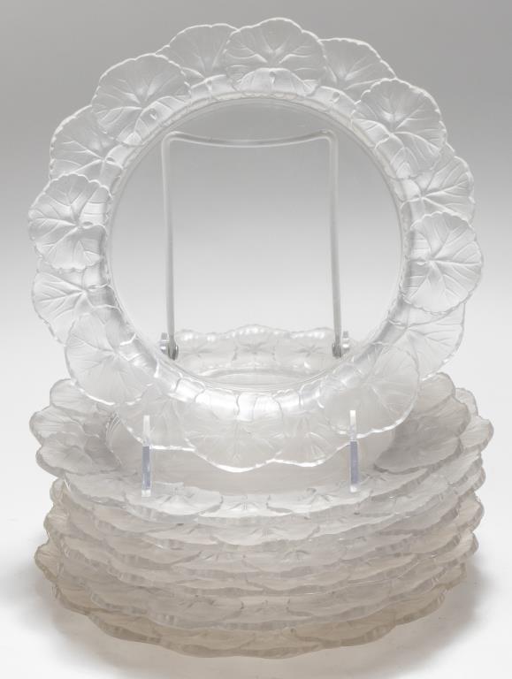 LALIQUE HONFLEUR GLASS LUNCHEON