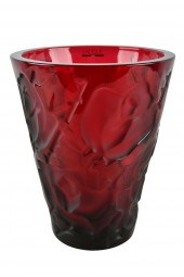 LALIQUE "ISPAHAN" RED GLASS VA
