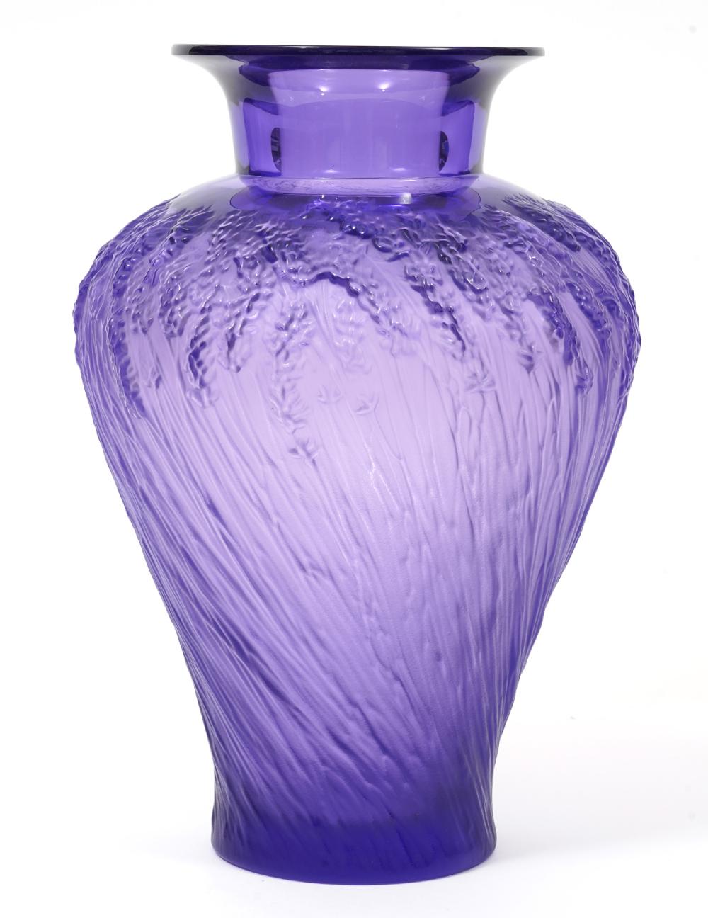 LALIQUE 'LAVANDE' CRYSTAL VASE WITH