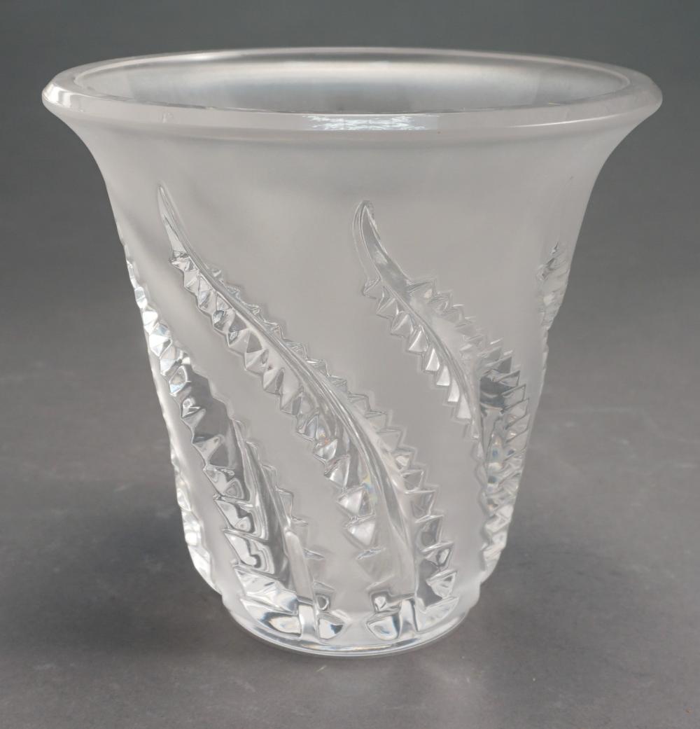 LALIQUE LOBELIA FERN LEAF VASE,