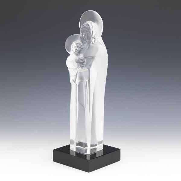 LALIQUE MADONNA AND CHILD SCULPTURE