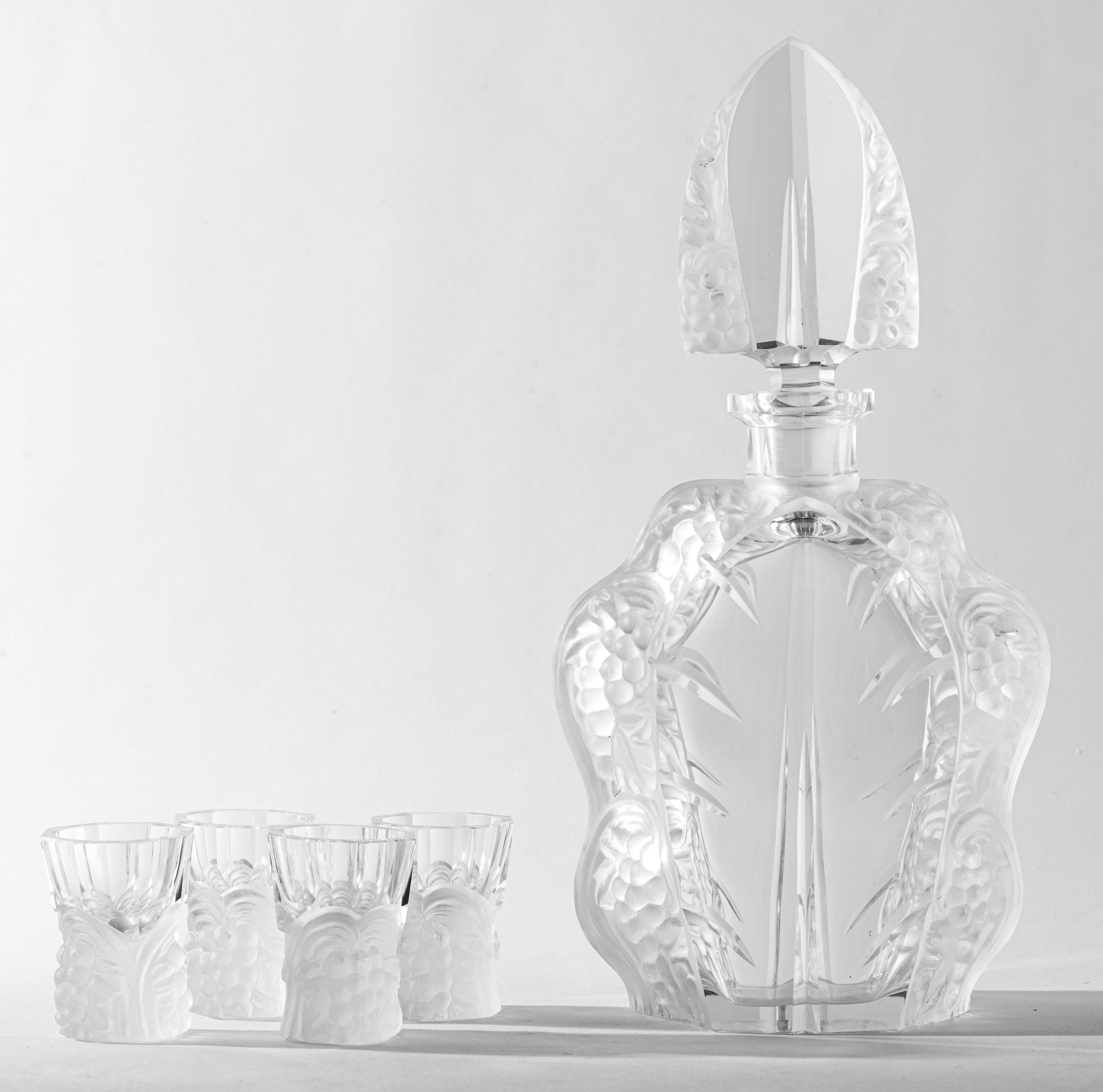 LALIQUE MANNER GLASS DECANTER &