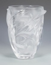 LALIQUE "MARTINETS" GLASS VASE
