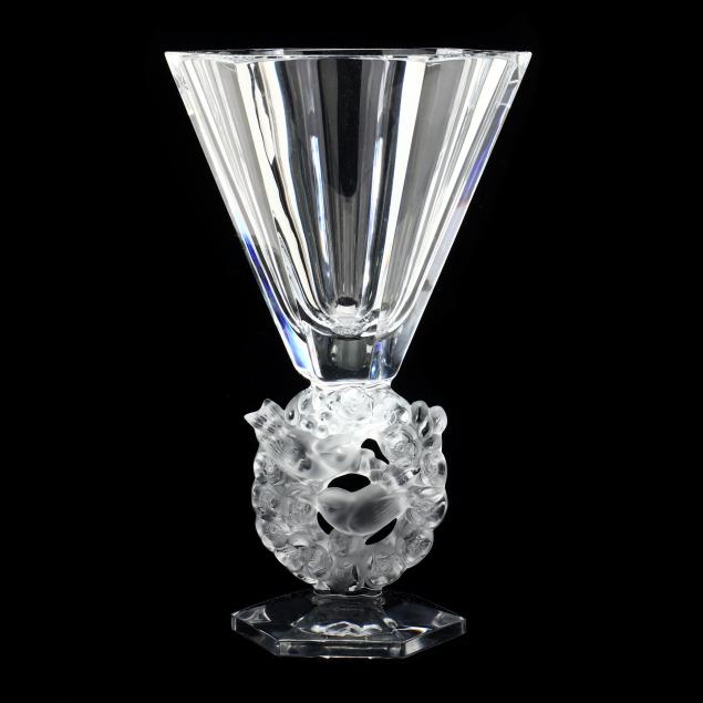LALIQUE, MESANGES CRYSTAL VASE
