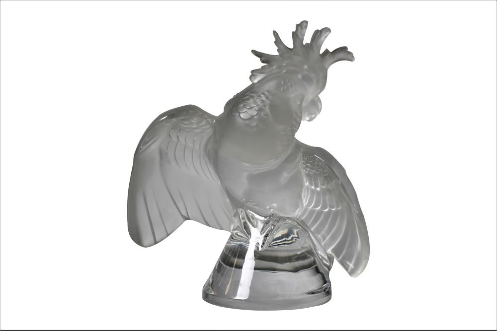 LALIQUE MOLDED GLASS COCKATOOsigned