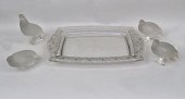 LALIQUE OAK LEAF/ACORN TRAY, 4