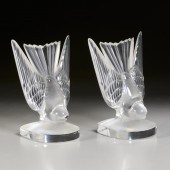 LALIQUE, PAIR "HIRONDELLE" BOO