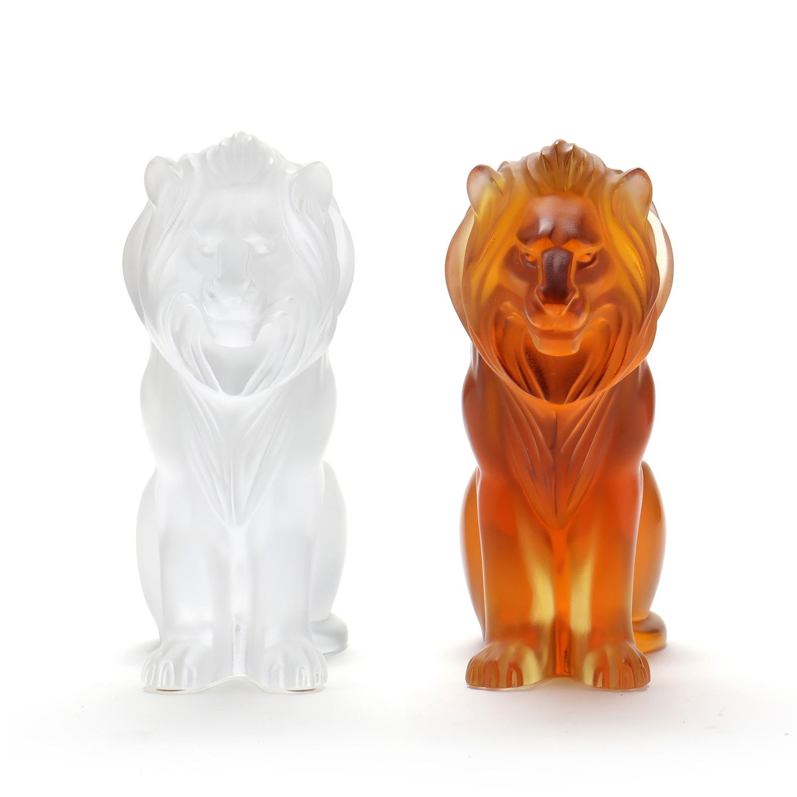 LALIQUE, PAIR OF  BAMARA  CRYSTAL