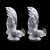 LALIQUE, PAIR OF COQ NAIN CRYS