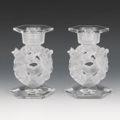 LALIQUE PAIR OF CRYSTAL GLASS