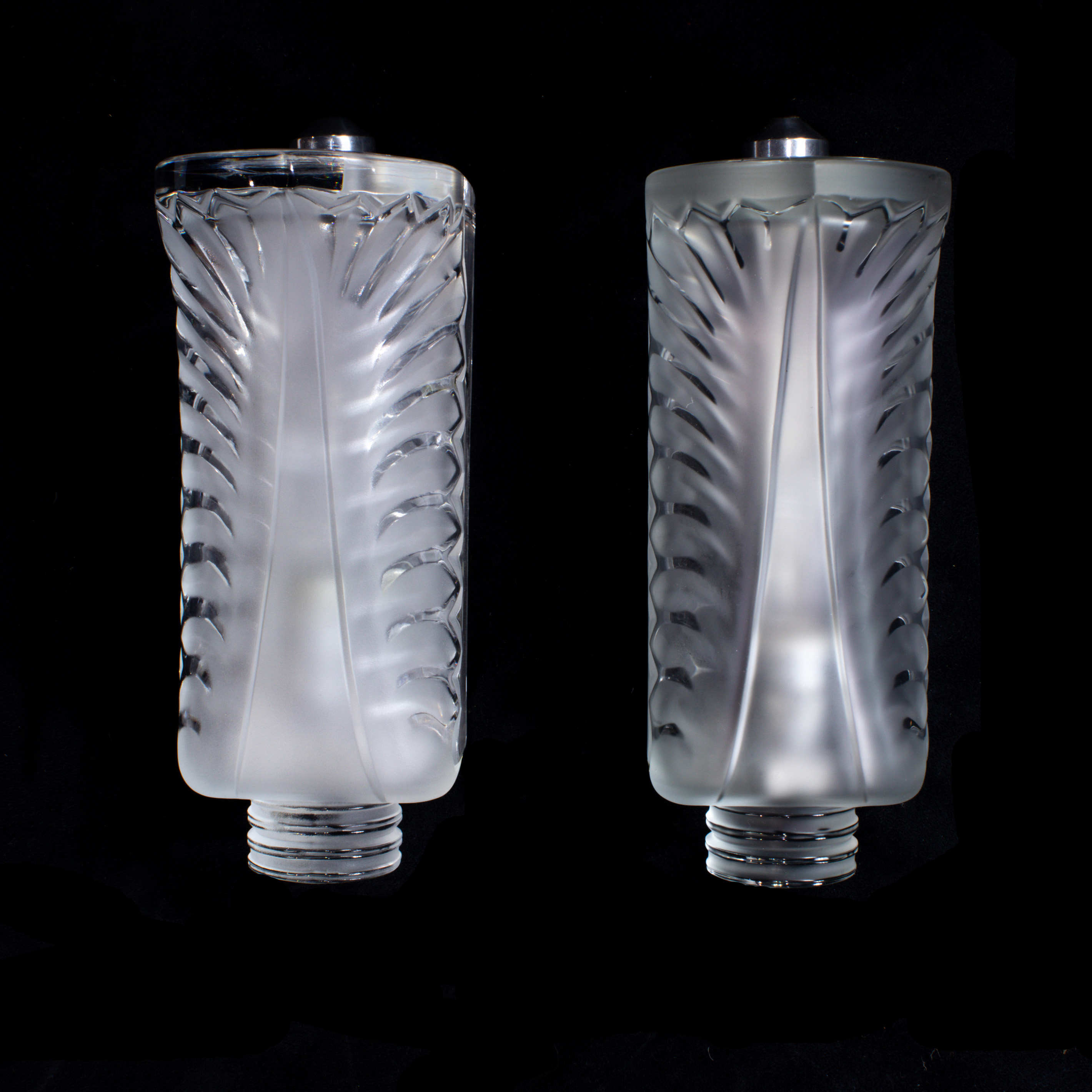LALIQUE, PALME WALL LIGHTS, PAIR