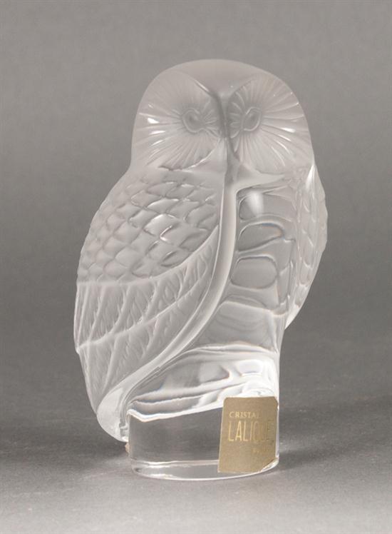 Lalique partially frosted glass owl