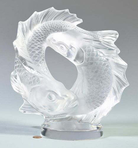 LALIQUE PISCES SCULPTURE, DEUX