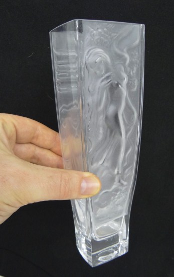 Lalique style frosted vase. 9 1/4''