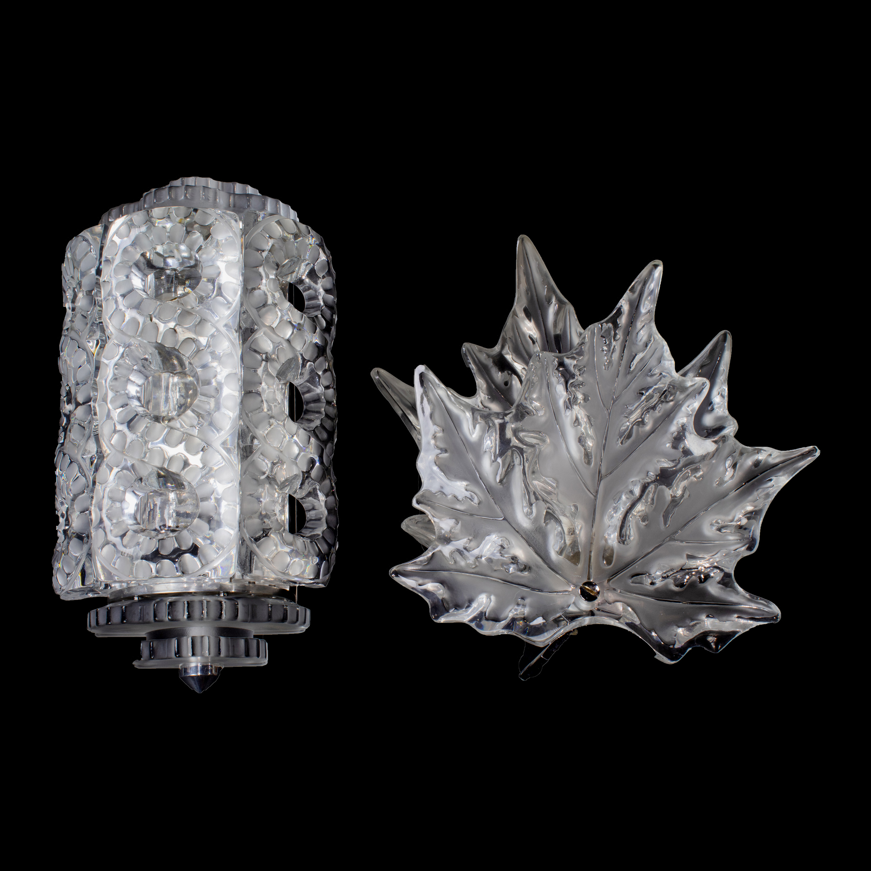 LALIQUE, WALL LIGHTS, TWO