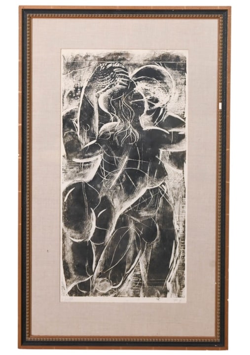 LAMB SIGNED WOODCUT OF NUDE