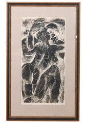 LAMB SIGNED WOODCUT OF NUDE CO
