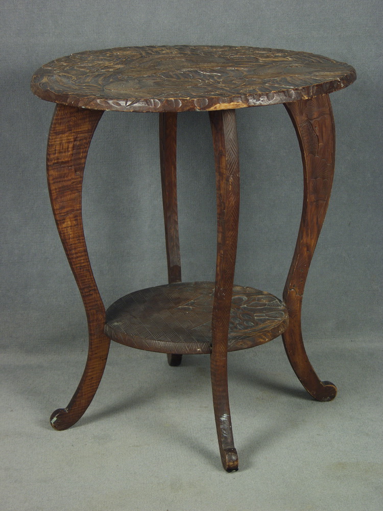 LAMP TABLE - 20th c hand carved two