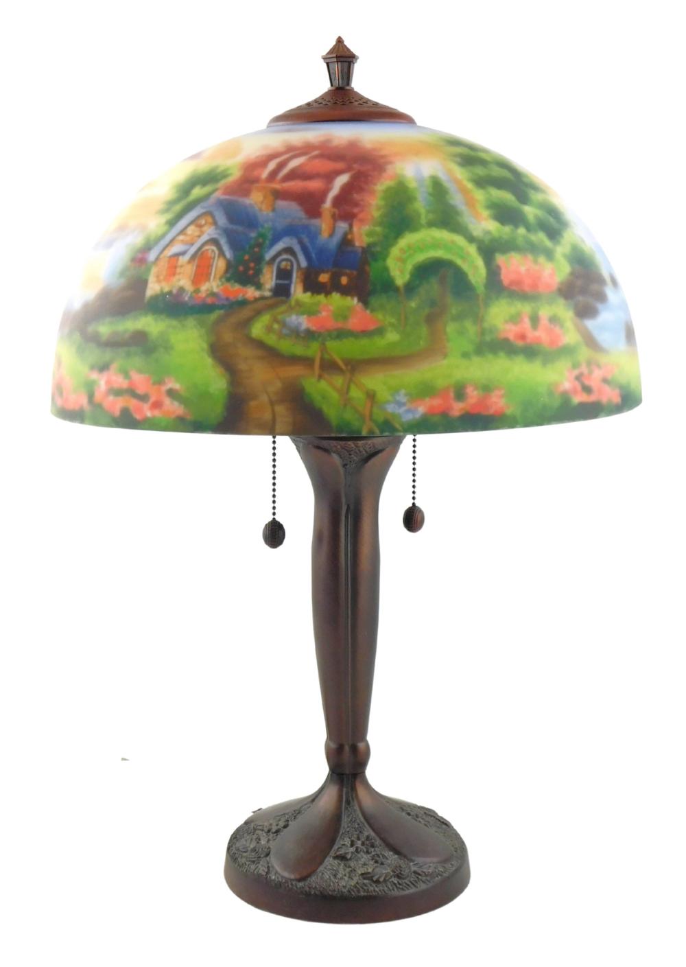 LAMP: TABLE LAMP, REVERSE PAINTED