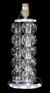 LAMP: THREE COLUMN ART GLASS L