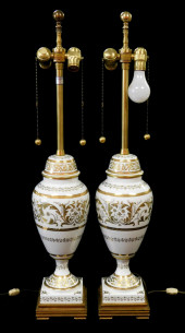 LAMPS: MATCHING PAIR OF MARBRO