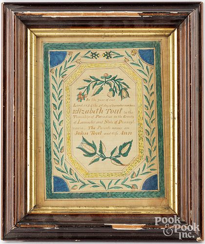 LANCASTER, PENNSYLVANIA FRAKTUR FOR