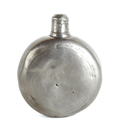 Lancaster Pennsylvania pewter flask