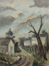 LANDSCAPE 1943 SIGNED OIL PAIN