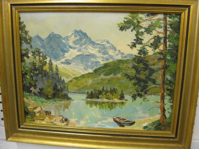 Landscape boat along the share of a