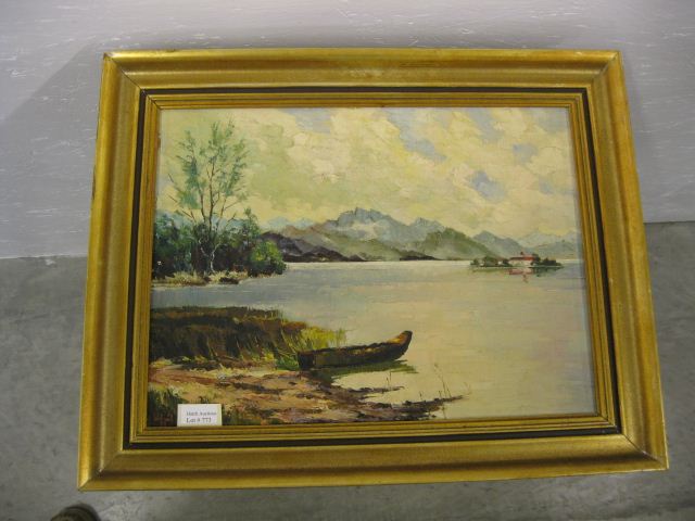 Landscape boat along the shore