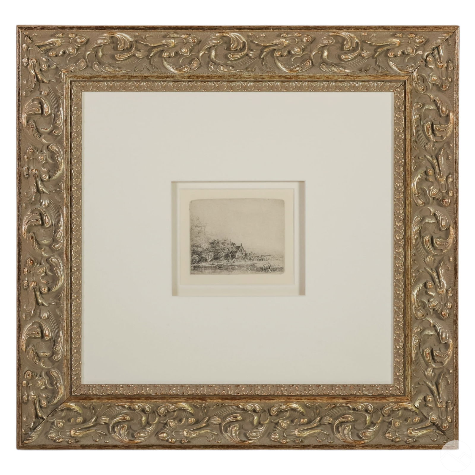 LANDSCAPE OF COW AT WATER ETCHING