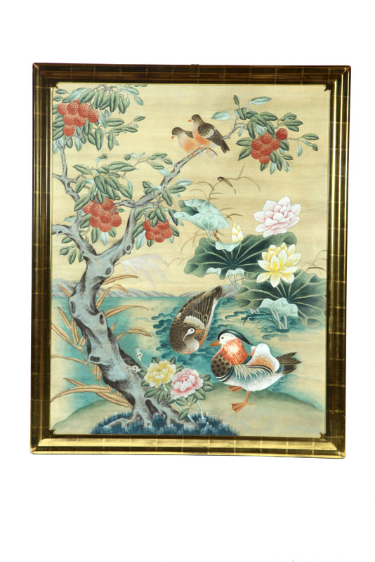 LANDSCAPE OF DUCKS AND PIGEONS