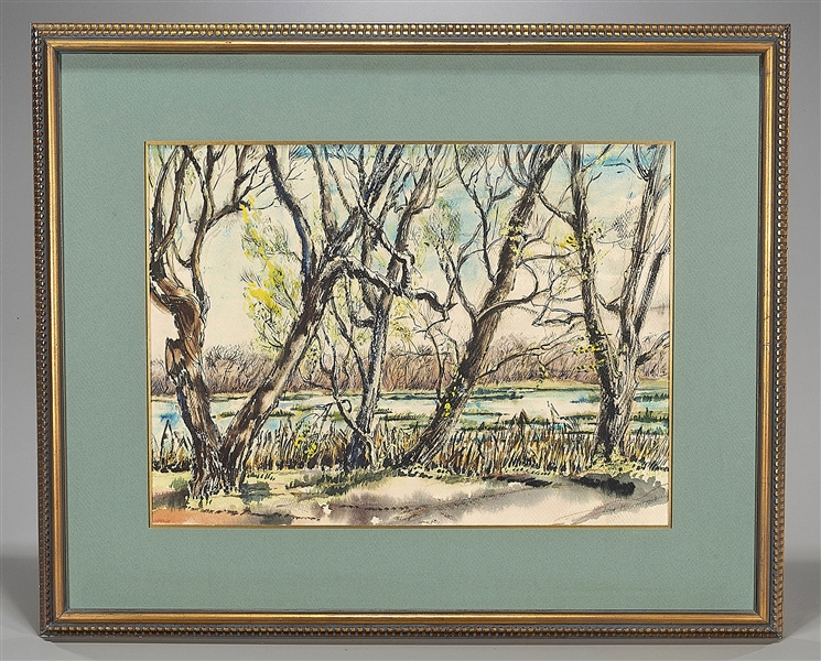 Landscape of trees and water by