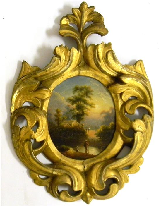 Landscape  oil on tin panel  18th