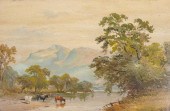 LANDSCAPE WITH COWS OIL ON BOA