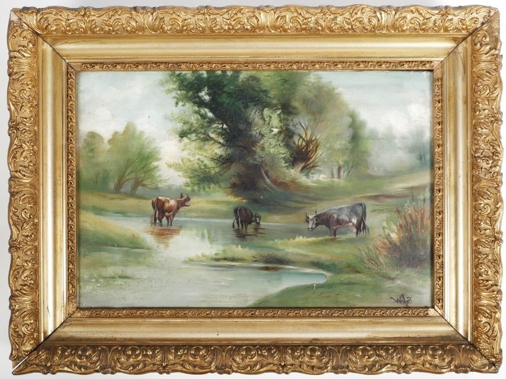 LANDSCAPE WITH COWS OIL ON