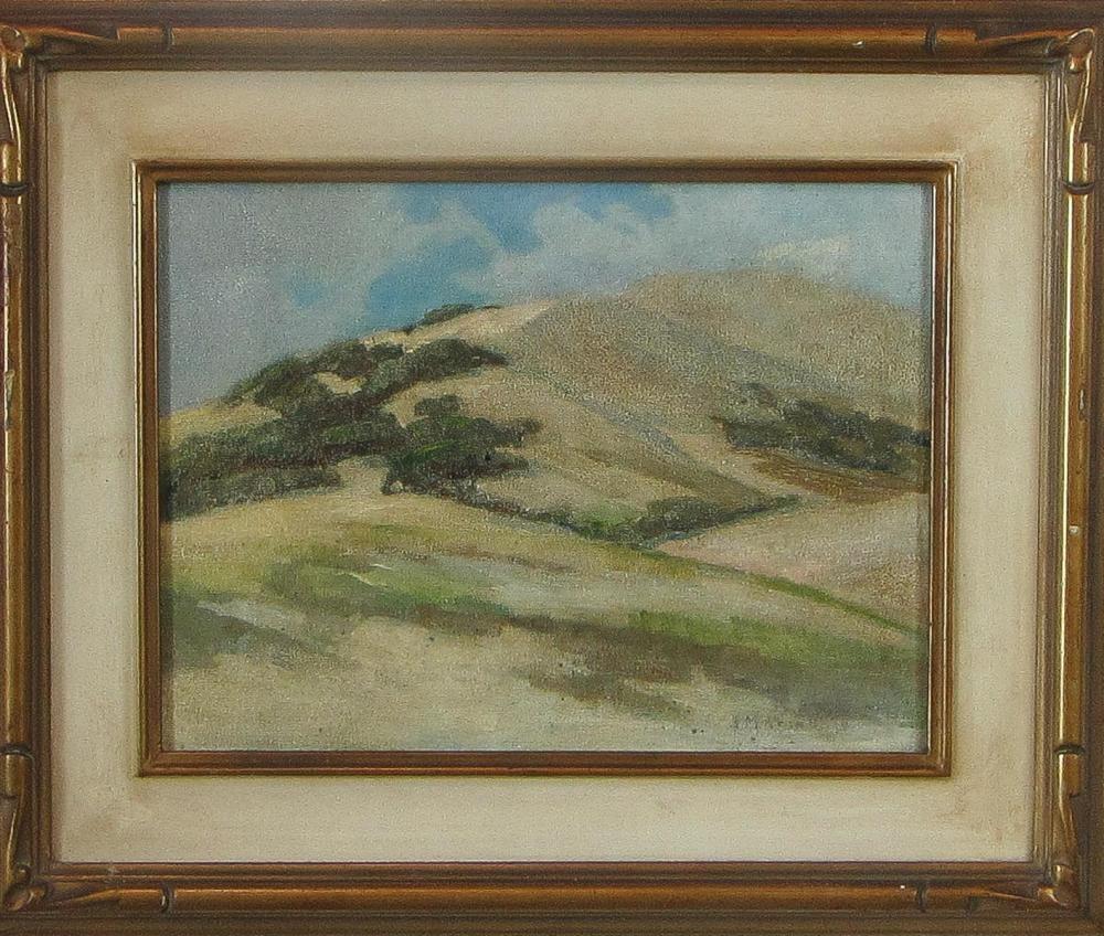 LANDSCAPE WITH SPARSLY TREED HILLS,
