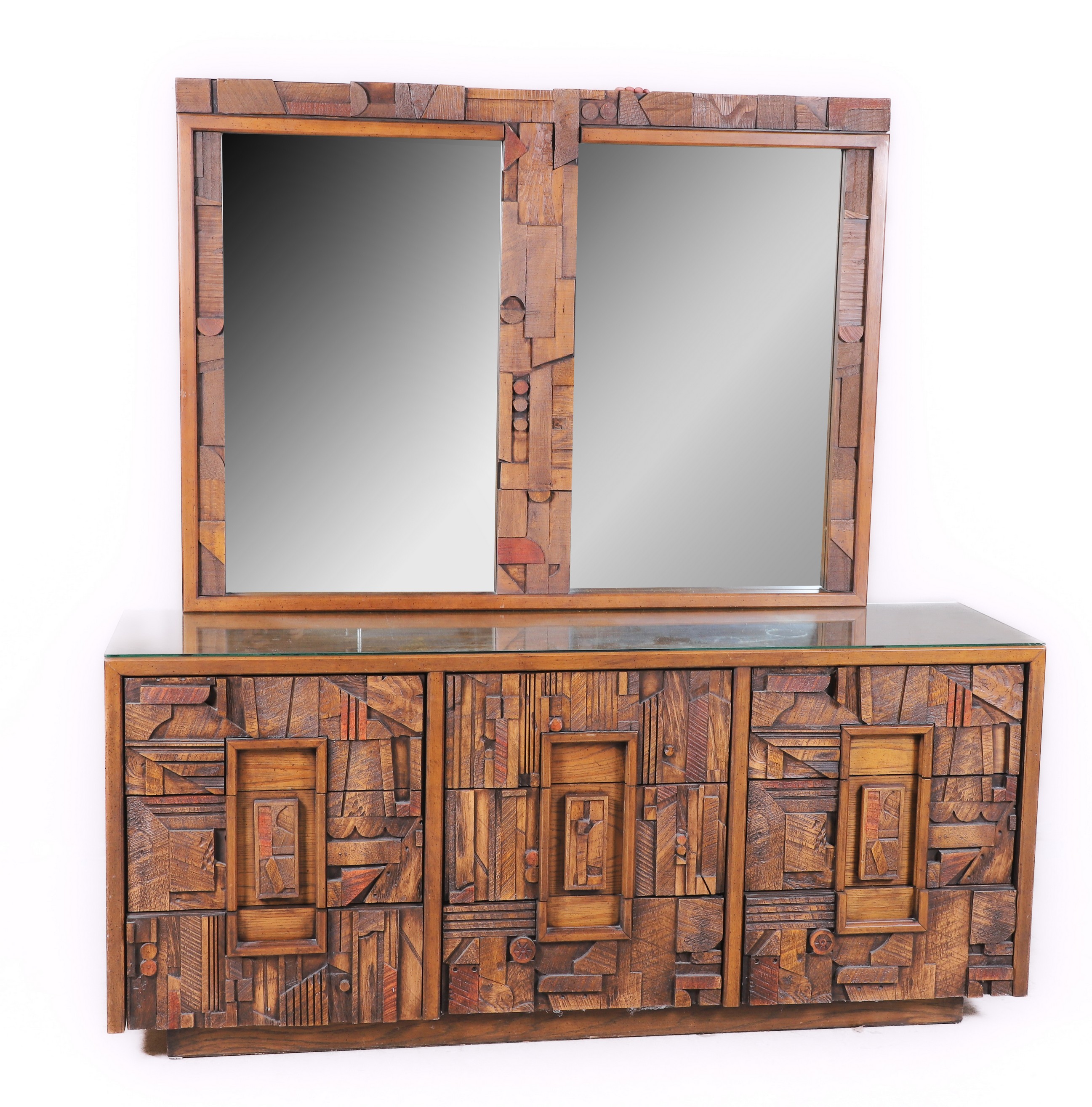 Lane Brutalist walnut dresser w/