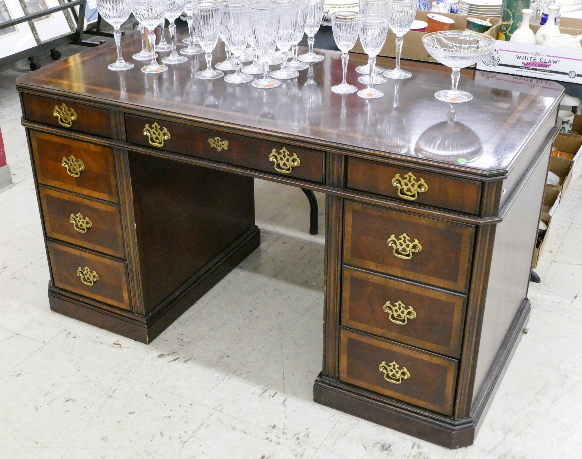 Lane Inlaid Mahogany Knee Hole Desk