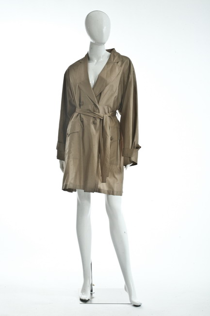 LANVIN BEIGE SILK BLEND RAINCOAT.