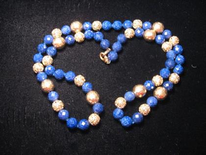Lapis and gold bead necklace   