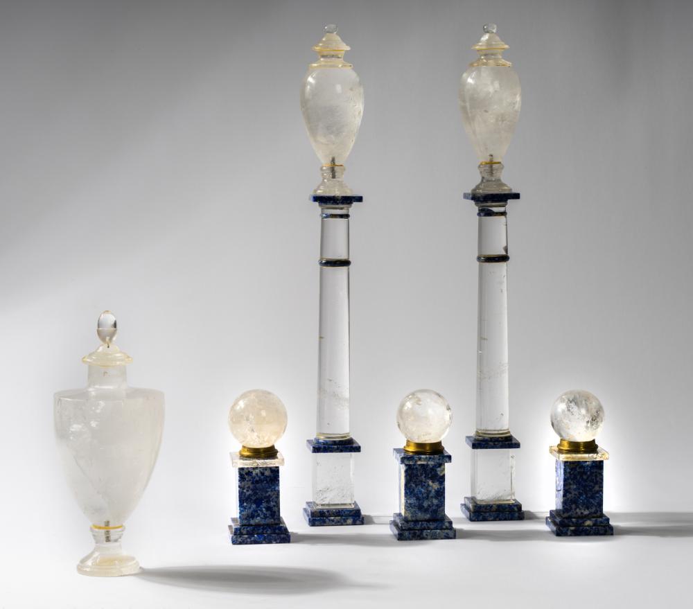LAPIS AND ROCK CRYSTAL GARNITURE