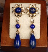 LAPIS, DIAMOND AND GOLD EARRIN