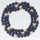 LAPIS, GOLD AND PEARL NECKLACE