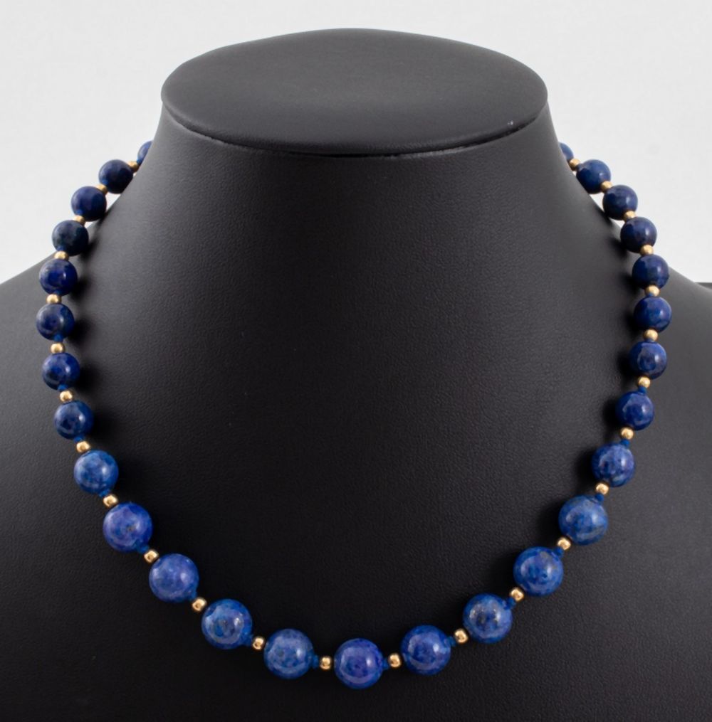 LAPIS LAZULI 14K YELLOW GOLD BEAD
