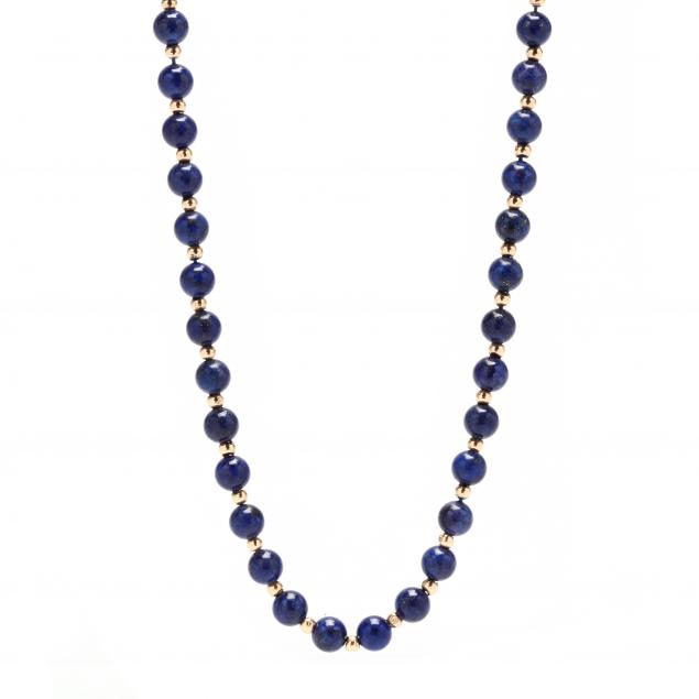 LAPIS LAZULI AND GOLD BEAD NECKLACE